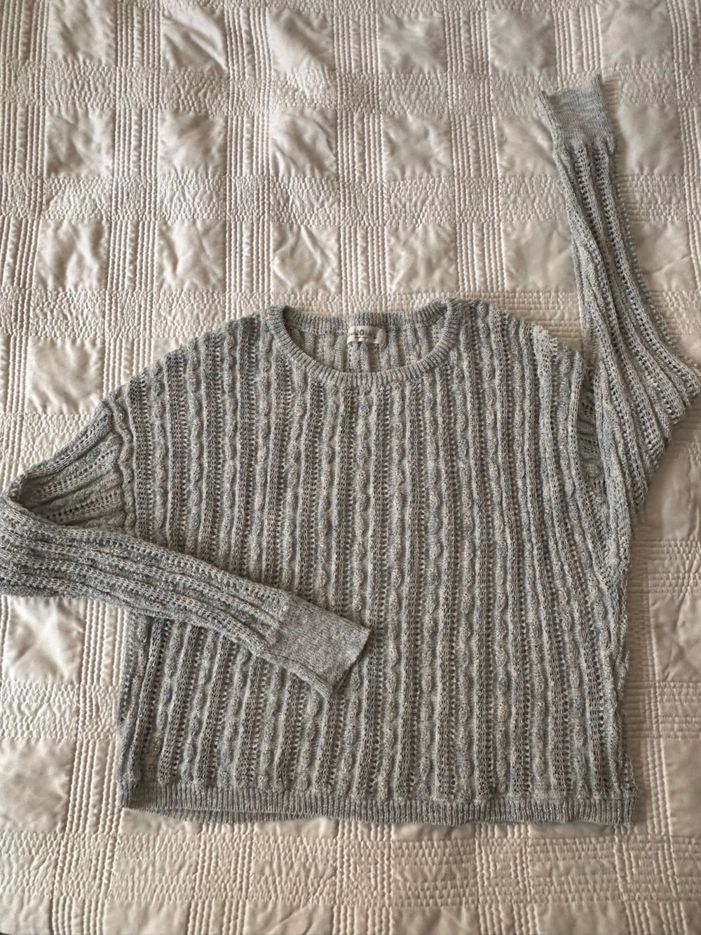 NATURAL LIFE Light Gray Ribbed Crewneck Sweater
